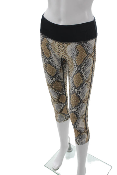 Prism Sport Womens Capri Leggings Beige Snake Print Size XS