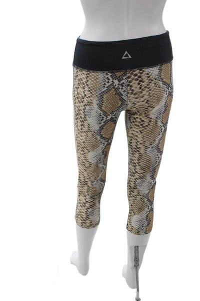 Prism Sport Womens Capri Leggings Beige Snake Print Size XS