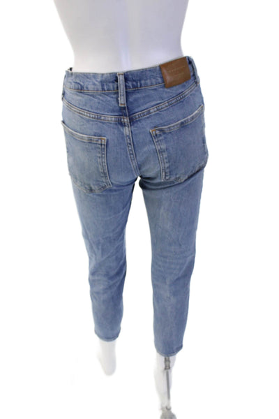 Zara Women Ankle Cropped Mid Rise Blue Jeans Size 26