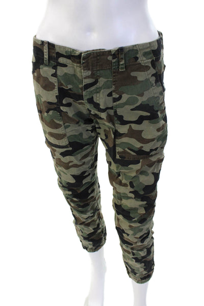 Nili Lotan Unisex Cropped Cargo Camouflage Pants Green Size 0