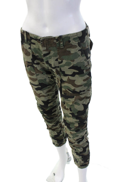 Nili Lotan Unisex Cropped Cargo Camouflage Pants Green Size 0