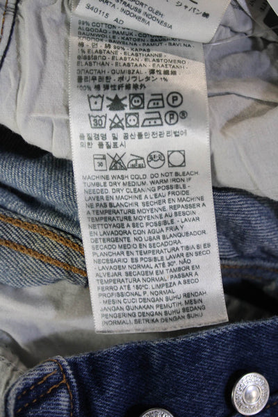 Levis Unisex Cropped Straight Jeans Blue Mid Rise Button Fly 25in Size 26