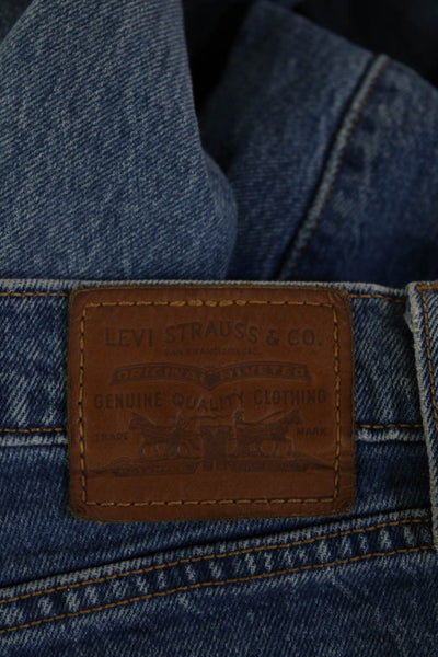 Levis Unisex Cropped Straight Jeans Blue Mid Rise Button Fly 25in Size 26