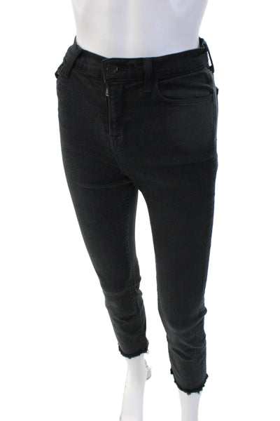 J Brand Womens Ankle Skinny Jeans Black Mid Rise Size 26