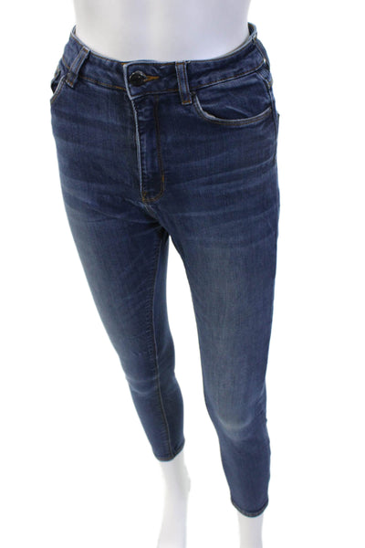 Zara Womens Ankle Skinny Dark Blue Mid Rise Jeans Size 24