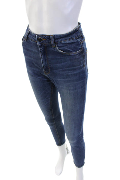 Zara Womens Ankle Skinny Dark Blue Mid Rise Jeans Size 24