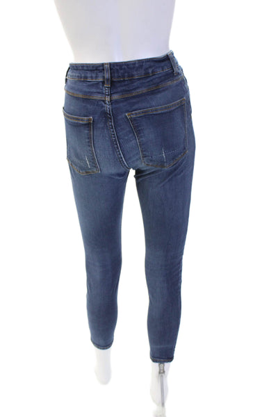 Zara Womens Ankle Skinny Dark Blue Mid Rise Jeans Size 24
