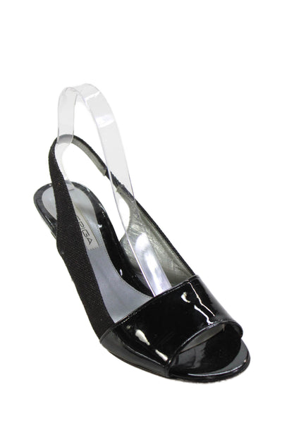 Via Spiga Womens Patent Leather Slingbacks Pumps Black Size 8.5 Medium