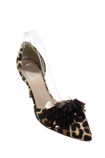 J Crew Collection Womens Animal Print D'Orsay Pumps Beige Black Size 8.5