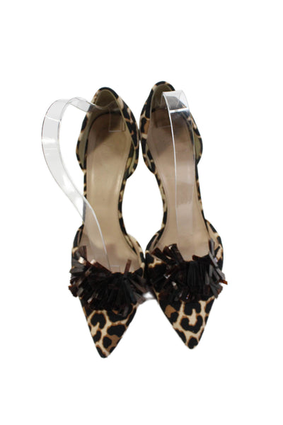 J Crew Collection Womens Animal Print D'Orsay Pumps Beige Black Size 8.5