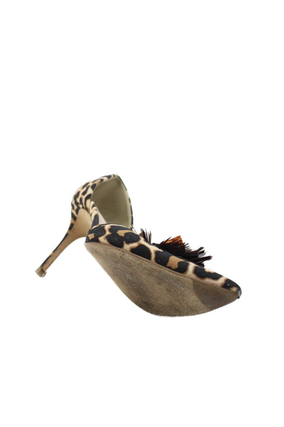 J Crew Collection Womens Animal Print D'Orsay Pumps Beige Black Size 8.5