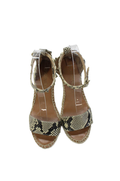 275 Central Womens Snakeskin Print Espadrille Wedges Grey Black Size 38 8