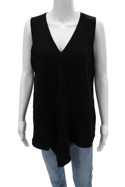 Lafayette 148 New York Women Tunic Silk V-Neck Sleeveless Black Blouse Size S