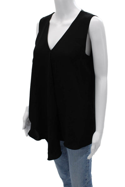 Lafayette 148 New York Women Tunic Silk V-Neck Sleeveless Black Blouse Size S