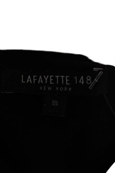 Lafayette 148 New York Women Tunic Silk V-Neck Sleeveless Black Blouse Size S