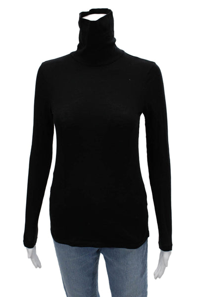 J Crew Unisex Black Cotton Turtleneck Pullover Long Sleeve Size 2XS