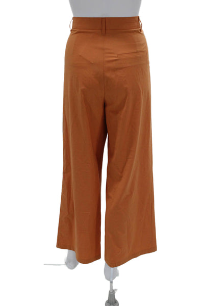 Zara Women Cropped Dress Pants Orange Polyester Button Bohemian Size XS