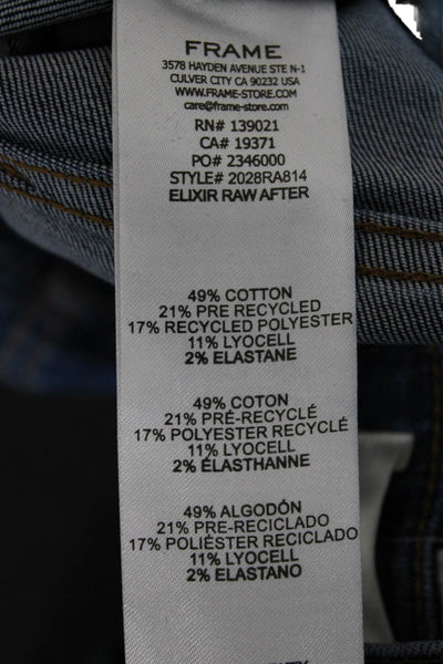 Frame Women Cropped Straight Dark Blue High Rise Jeans Petite Size 24
