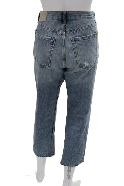 Everlane Unisex Cropped Straight Jeans Light Blue Denim High Rise Size 25