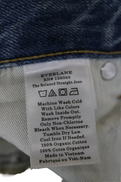 Everlane Unisex Cropped Straight Jeans Light Blue Denim High Rise Size 25