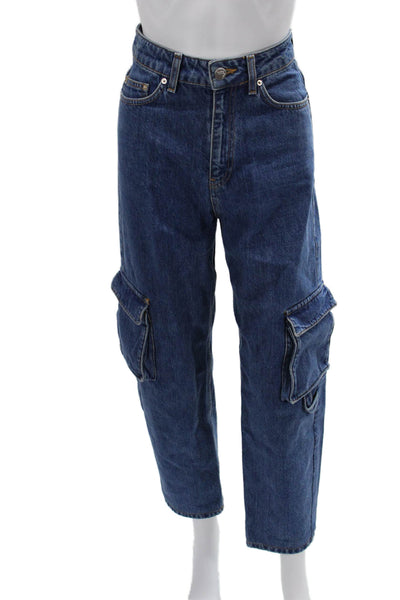 Everlane Unisex Cropped Straight Jeans Light Blue Denim High Rise Size 25