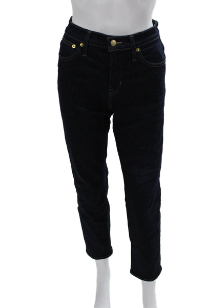J Crew Women Ankle Cropped Straight Dark Blue Jeans Button Fly Size 26