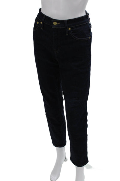 J Crew Women Ankle Cropped Straight Dark Blue Jeans Button Fly Size 26