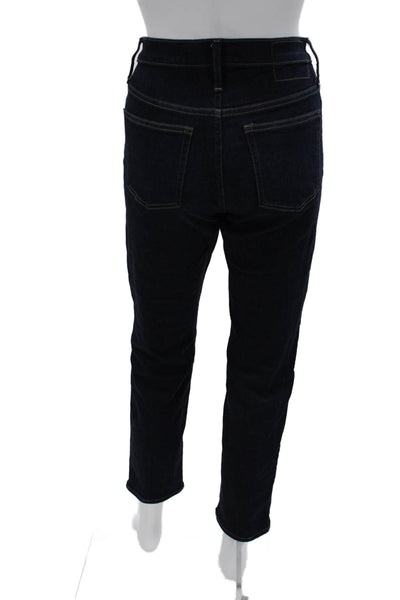 J Crew Women Ankle Cropped Straight Dark Blue Jeans Button Fly Size 26