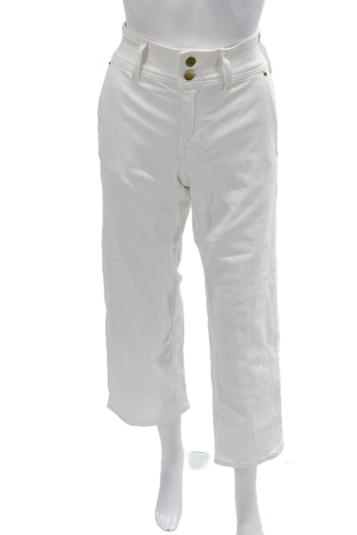 J Crew Women Ankle Cropped White Jeans Mid Rise Button Fly Size 24