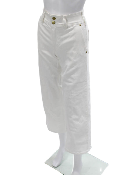 J Crew Women Ankle Cropped White Jeans Mid Rise Button Fly Size 24