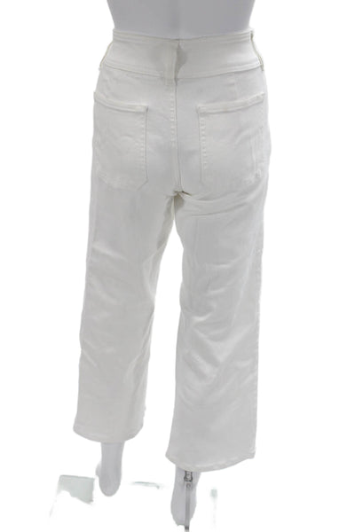 J Crew Women Ankle Cropped White Jeans Mid Rise Button Fly Size 24