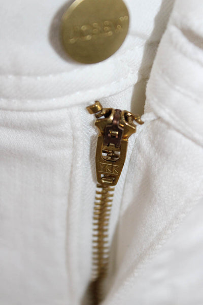 J Crew Women Ankle Cropped White Jeans Mid Rise Button Fly Size 24