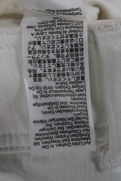 J Crew Women Ankle Cropped White Jeans Mid Rise Button Fly Size 24