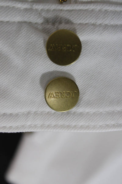 J Crew Women Ankle Cropped White Jeans Mid Rise Button Fly Size 24