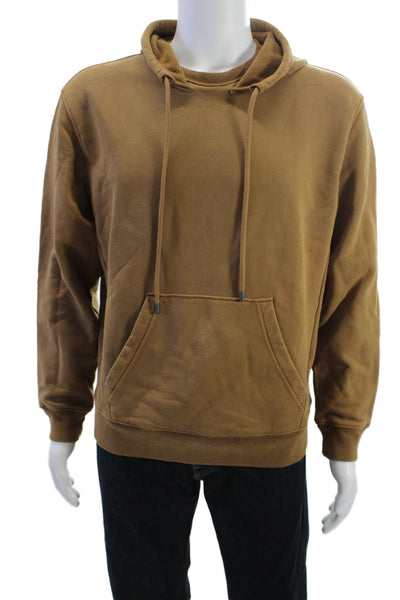 Frame Mens Pullover Hoodie Brown Cotton Drawstring Long Sleeve Fall Size S