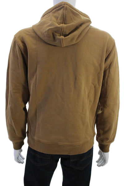 Frame Mens Pullover Hoodie Brown Cotton Drawstring Long Sleeve Fall Size S
