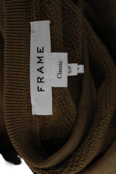 Frame Mens Pullover Hoodie Brown Cotton Drawstring Long Sleeve Fall Size S