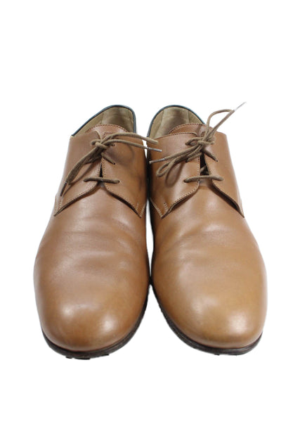 Hermes Mens Lace Up Round Toe Derby Oxfords Chataigne Noir Leather Size 41.5