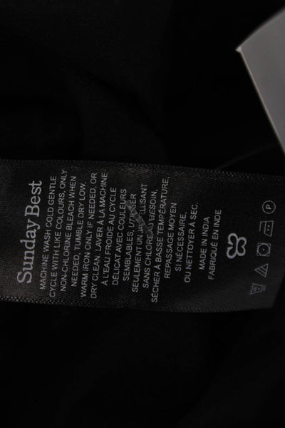 Sunday Best Womens Sundress Black Cotton Square Neck Drawstring Mini Size S