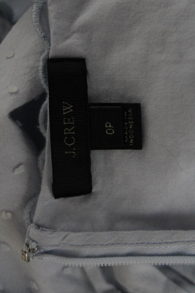 J Crew Womens Light Blue Polka Dot V Neck Zip Short Sleeve Blouse Size 0P