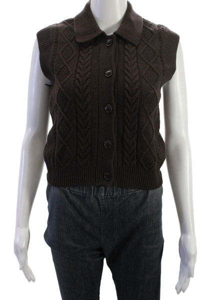 Sunday Best Unisex Brown Argyle Collared Button Vest Cardigan Size XS