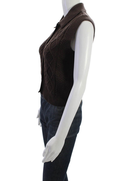 Sunday Best Unisex Brown Argyle Collared Button Vest Cardigan Size XS