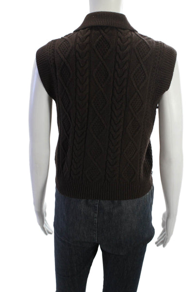 Sunday Best Unisex Brown Argyle Collared Button Vest Cardigan Size XS
