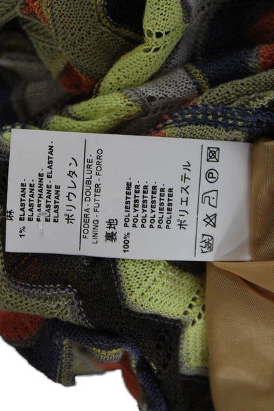 M Missoni Women A-Line Mini Geometric Green Linen Cotton Skirt Size 10