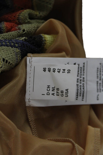 M Missoni Women A-Line Mini Geometric Green Linen Cotton Skirt Size 10