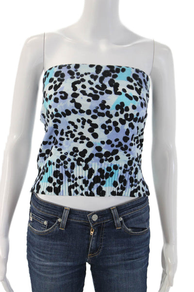 Central Park West Womens Cropped Leopard Zip Sweater Black Long Sleeve Size S