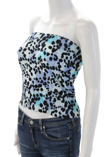 Central Park West Womens Cropped Leopard Zip Sweater Black Long Sleeve Size S