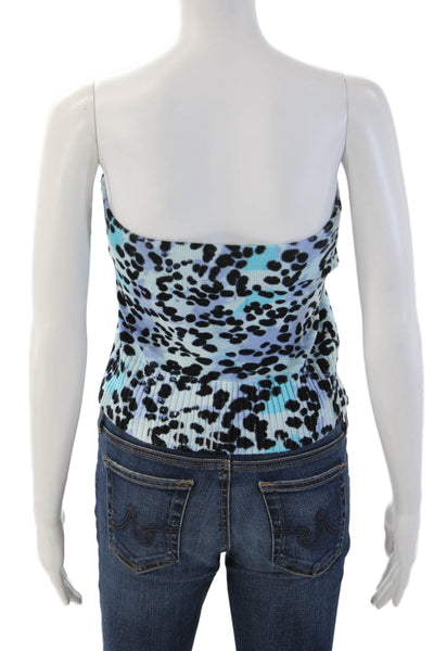 Central Park West Womens Cropped Leopard Zip Sweater Black Long Sleeve Size S