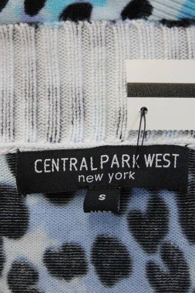 Central Park West Womens Cropped Leopard Zip Sweater Black Long Sleeve Size S