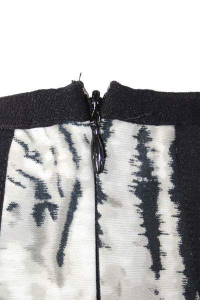 Parker Women Zebra Print Sleeveless Zip Crew Neck Blouse White Size S
